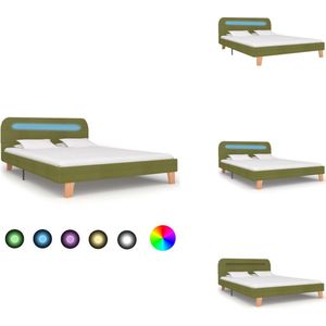 vidaXL Bedframe - Bedframes - Bed - Bedden - Bedframe met LED stof groen 140x200 cm