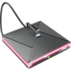 Externe CD/DVD-drive USB 3.0 Type-C - RGB - Externe Draagbare RW-brander CD Speler Schrijver
