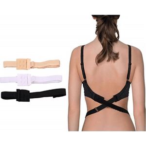Jumada's - Low Back Bra Strap - Blote Rug - Open Rug - 3 stuks - Beige - Wit - Zwart Lage Rug Bh Straps - Low Back Straps - Verlaagt Uw Bh Met 10 Cm - 3 Kleuren per Verpakking- Beige - Zwart - Wit