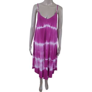 Jurk - Dames - Los vallend - Getailleerd - Kleur Roze/Wit - Maat 38 t/m 44