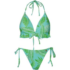 Bikini blaadjes print - groen/blauw, Maat S