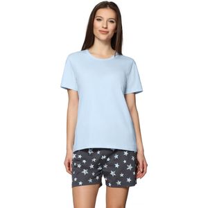 Merry Style MS-MS10-177-PJ Dames Pyjama - ronde hals - korte mouwen - korte broek zonder zakken - Katoen - Amarant/Grijs - M
