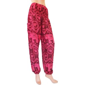 Harembroek - Yogabroek - Zomerbroek Maat M, 38,40,42 Olifantje roze