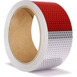 Reflecterende tape - ROOD WIT - 10 meter - 50mm