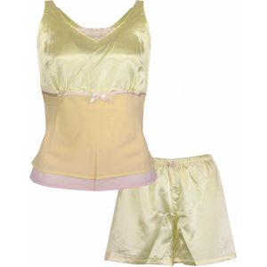 Irresistible Dames Shortama - Satijn - Geel - Maat S
