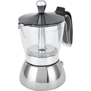 4-kops Roestvrijstalen Moka Koffiezetapparaat - Klassieke Italiaanse Espressomachine - Thuis en op de Camping - Inductie & Gas Geschikt
