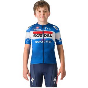 Castelli Aero Soudal Quick-step 2024 Korte Mouw Wielertrui Blauw 4 Years Jongens,Meisjes