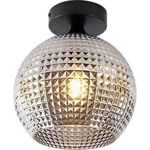 QAZQA sphere - Art Deco Plafondlamp - 1 lichts - Ø 200 mm - Zwart - Woonkamer | Slaapkamer | Keuken