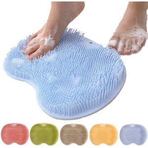 Douchevoetscrubpad met antislip zuignap - Voetreinigingspad, rugscrubpad, exfoliërende badscrubpad, antislip zuignap voor aan de muur - Geschikt voor mannen en vrouwen (blauw)