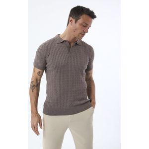 Felix Hardy Tricot Polo Shirt Korte Mouwen Heren Bruin - 2Xl