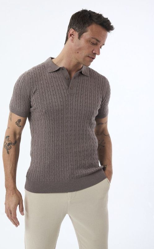Felix Hardy Tricot Polo Shirt Korte Mouwen Heren Bruin - 2Xl