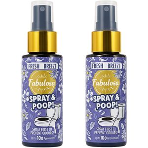 Spray & Poop 2 pack - Fabulosa - Pre Poop Spray - Toiletparfum - Toiletspray - Geurneutralisator - Geurloos Ontlasten - MTM Living -Geurpreventie - Fresh Breeze - Discreet - Luchtverfrisser - 60ML