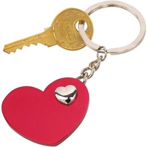 Sleutelhanger met rood hartje 4 cm - Valentijn cadeautje - Valentijnsdag - Sleutelhangers