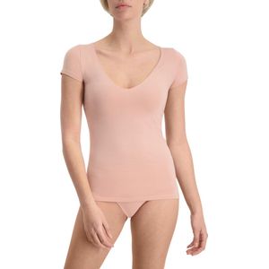Noshirt Lite Cotton - Vrouwen Ondershirt - Korte Mouw - Diepe V-Hals - Supima Katoen - Rose - Maat S