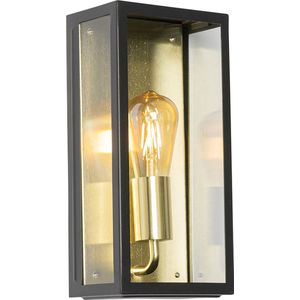 QAZQA rotterdam - Industriele Wandlamp voor buiten - 1 lichts - D 11 cm - Zwart Goud - Industrieel - Buitenverlichting