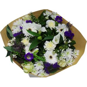 Boeket Large (Blauw-Wit) ↨ 50cm - bloemen - boeket - boeketje - bloem - droogbloemen - bloempot - cadeautje