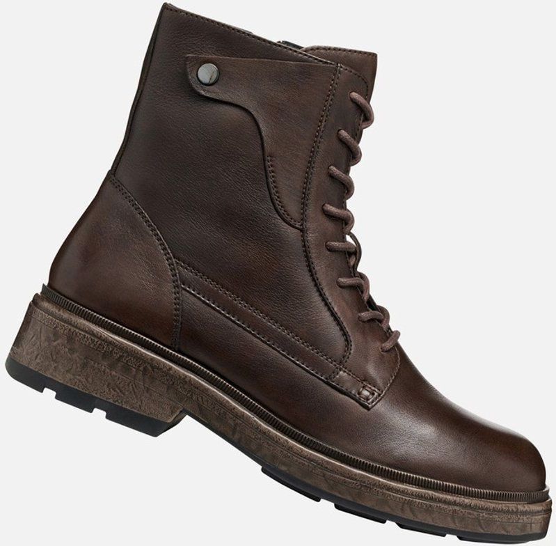 Geox - Swelen - Dames Veterschoenen - Donkerbruin - Leer