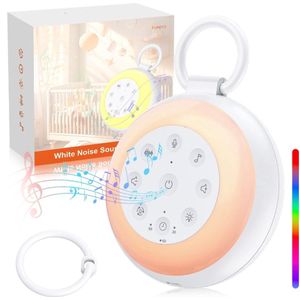 White noise machine baby-volwassen-nachtlampje-7 kleuren licht-24 rustgevende geluiden-Draadloze luidspreker-met opnamefunctie-Slaaptimer-Slaaphulp