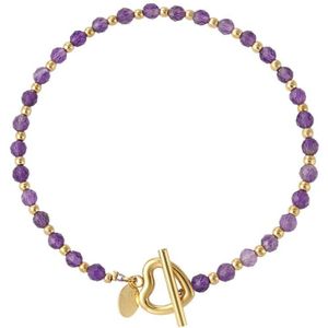 Jewels by jenty | Yehwang | kralen armband met slot | paars | stainless steel