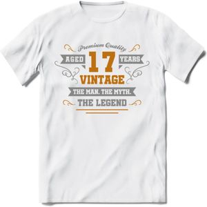 17 Jaar Legend T-Shirt | Goud - Zilver | Grappig Verjaardag Cadeau | Dames - Heren | - Wit - 3XL