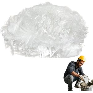 TRANKIELO® - Hoogwaardige Beton Glasvezel 1 KG - 6 mm Glasvezels voor Cement en Mortel – Sterkte en Stijfheidsverhoging – Witte Vezels voor Bouw en Constructie