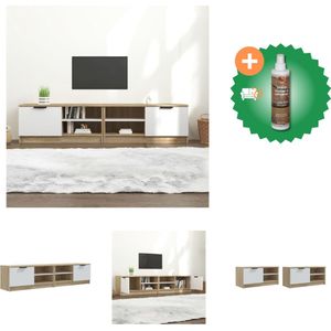 vidaXL Tv-meubelen 2 st 80x35x36-5 cm bewerkt hout wit en sonoma eiken - Kast - Inclusief Houtreiniger en verfrisser