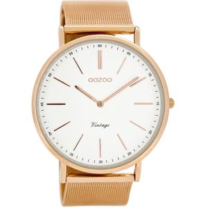 Rosé goudkleurige OOZOO horloge met rosé goudkleurige metalen mesh armband - C8177