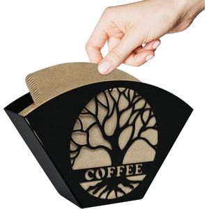 koffiefilterhouder met een ijzeren waaier die de filters gelijkmatig verdeelt, koffiefilterhouder met levensboom om je koffieervaring te verbeteren (zwart)