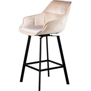 Barstoel Shannon Velvet Champagne Draaibaar - Giga Meubel - Set van 2