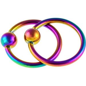 Fako Bijoux® - Ball Closure Piercing - Ring - 8mm - Multicolour - 2 Stuks
