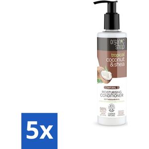 5 x Organic Shop - Coconut & Shea Conditioner - Verzorgend en Voedend - 280 ml - Beschadigd Haar - Pluizig Haar - Vegan Conditioner - Natuurlijke Ingrediënten