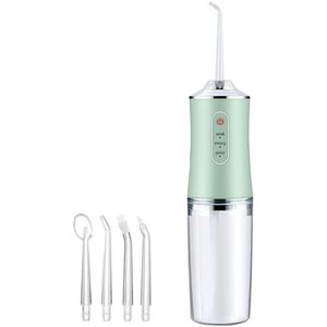 Waterflosser - Waterflosser draadloos - Waterflosser voor tanden - Professionele draadloze waterflossers - Elektrische monddouche - 4 straalpunten - IPX7 waterdicht - Draagbaar en oplaadbaar - Voor thuis en op reis (groen)