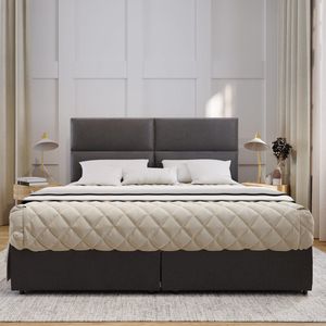 Tweepersoons Boxspring Dream 180x200cm - Boxspring Met Opbergruimte - Antracite Gekleurd - Inclusief Matras & Topmatras