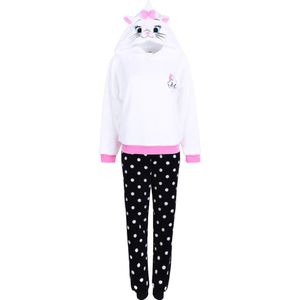Warme, zwart-witte pyjama voor dames Marie Cat Disney
