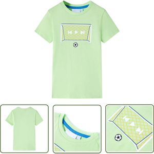 vidaXL Jongensshirts - Kinderkleding - Kindershirt 128 limoengroen - Voetbalshirts - Kids Fashion - Limonaad Groen