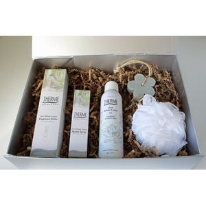 Giftbox Home & Body Therme Zen White Lotus 'de Luxe' - giftset vezorgingsproducten - cadeau vrouw - cadeau kerst - geurstokjes - homespray