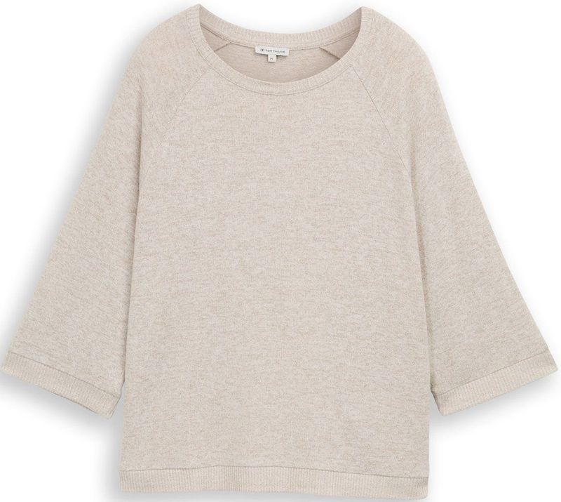 TOM TAILOR - Shirt - Taupe - Slanke Pasvorm - Driekwart Mouw