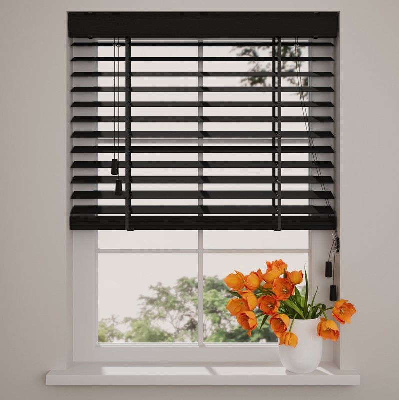 Bamboe - Houten Jaloezie Easy - Black - 50 mm - 75 x 130