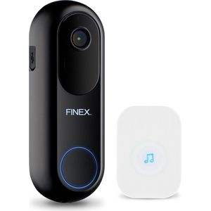 Finex™ Draadloze Video Deurbel V2 - Inclusief Binnenbel - Vast stroom of Batterijen - WiFi - Dag en Nachtmodus - Bestuurbaar via Telefoon - Zonder abonnement - Deurbel met Camera