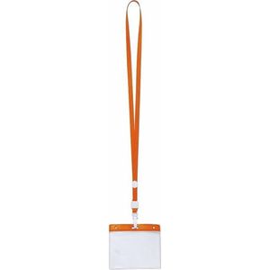 10x stuks Badgehouders/Naamhouders Lanyards met oranje keycord