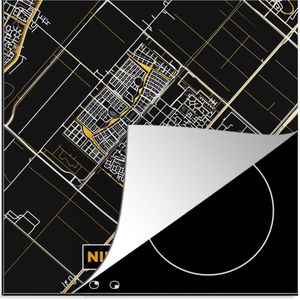 KitchenYeah® Inductie beschermer 78x78 cm - Nieuw Vennep - Stadskaart - Plattegrond - Kaart - Black and Gold - Kookplaataccessoires - Afdekplaat voor kookplaat - Inductiebeschermer - Inductiemat - Inductieplaat mat