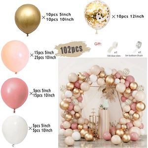 Clixify Ballonnen set compleet - Ballonnenboog roze goud glitter - Feestballonnen - Gender reveal ballonnen - Alles in 1 Ballonnenpakket Hoge kwaliteit - 102 Stuks - Ballonnenboog Decoratie Feestpakket - Boog- Verjaardag - Babyshower versiering