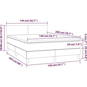 vidaXL - Boxspring - met - matras - fluweel - roze - 140x200 - cm