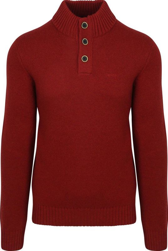 NZA - Rode Wollen Trui - Knoopkraag