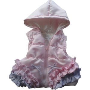 Maat 86 Bodywarmer roze voor baby en kind zomerjas met strikjes en ruches lichtroze jas kinderjas