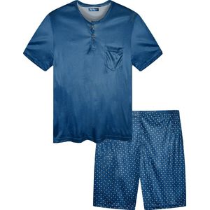 Heren pyjama shortama Gianvaglia effen blauw M