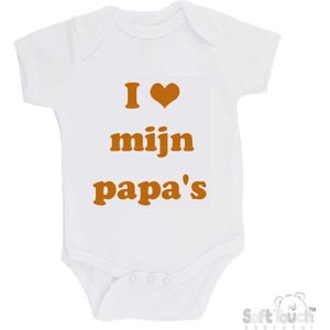 100% Katoenen Romper ""I mijn papa's"" Unisex Katoen Wit/tan Maat 62/68