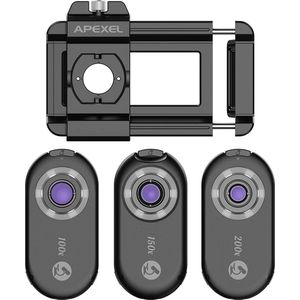 DrPhone APL PhoneMicro - 3-in-1 Telefoonlens - 100x/150x/200x - Zwart