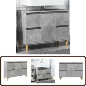 vidaXL Wastafelkast - 80x33x60 cm - Betongrijs Wastafelkast - Gootsteenkasten - Wastafelkast In De Badkamer - Wastafelkast In De Badkamer
