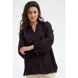 Didi - Top - Bruin - V-hals met Knoopsluiting - Rechte Mouwen